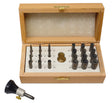 Bezel Setting Tool Set with 24 steel punches from 1.1 to 10 mm in a wooden case for precise jewelry stone and tube setting