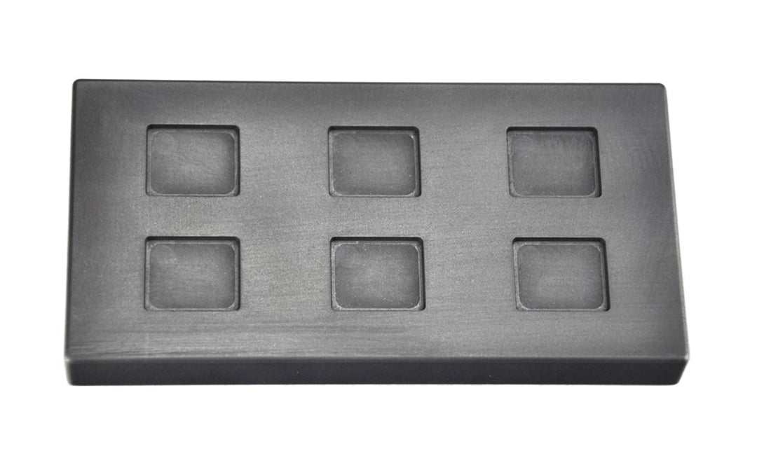 Molde de grafito rectangular para lingotes de 10 gramos con cavidades múltiples