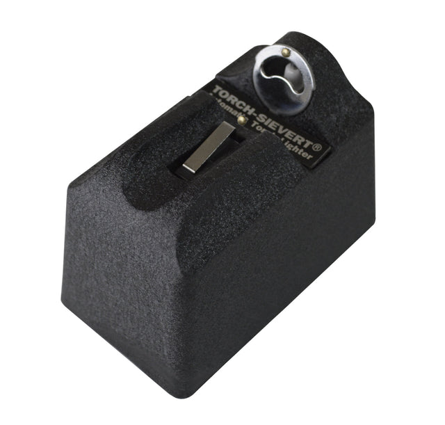 Compact black automatic electric torch lighter with one-handed ignition and windproof flame design