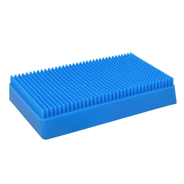 Plastic benchtop bur organizer holding multiple 3/32" shank burs on a workshop table