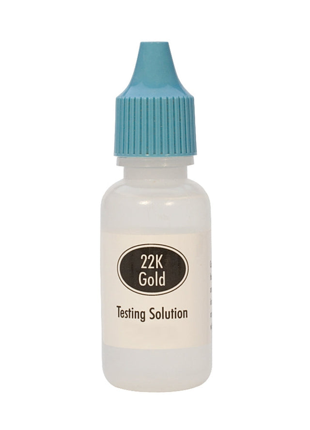 22K Gold Testing Acid bottle with blue cap for jewelry verification