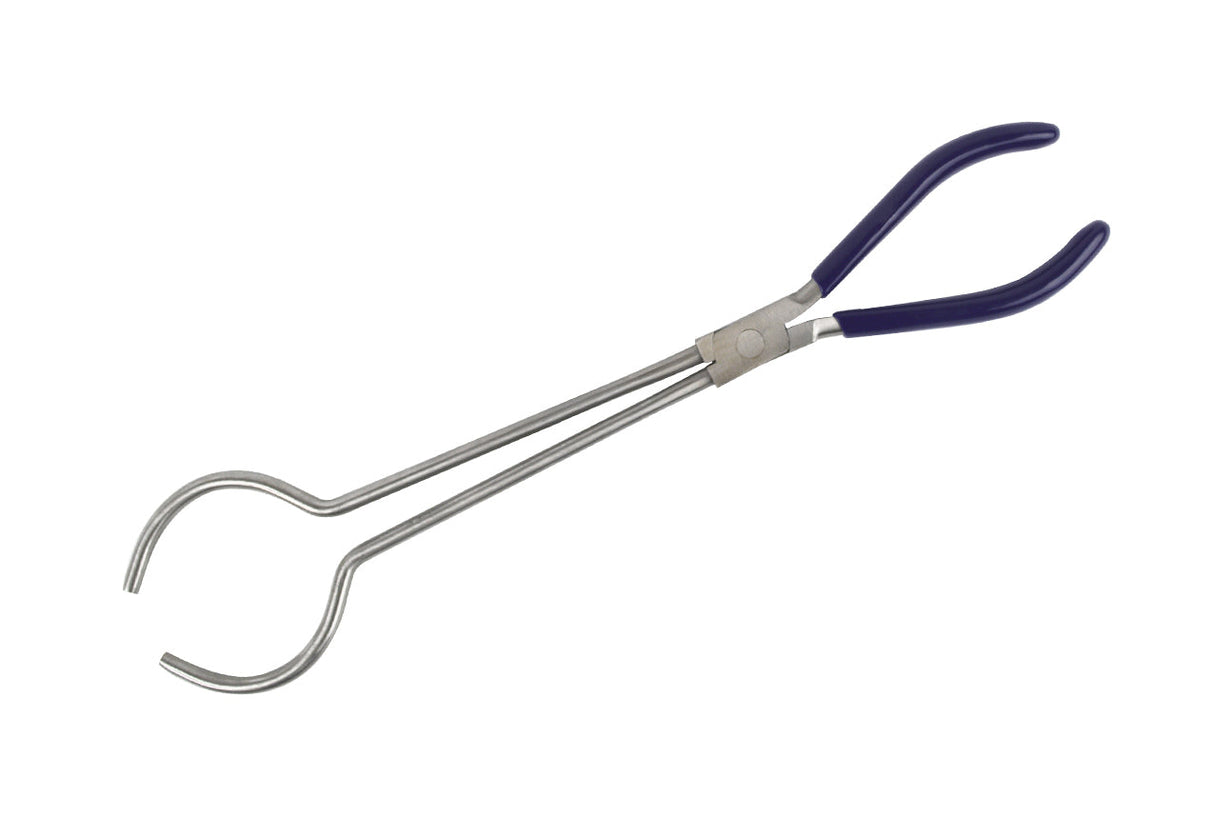 13-inch large stainless steel ring tongs with heat-resistant handles for furnace and metalworking use