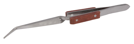 6-1/2 inch curved fiber cross-locking tweezers with heat-resistant handle for soldering and jewelry repair