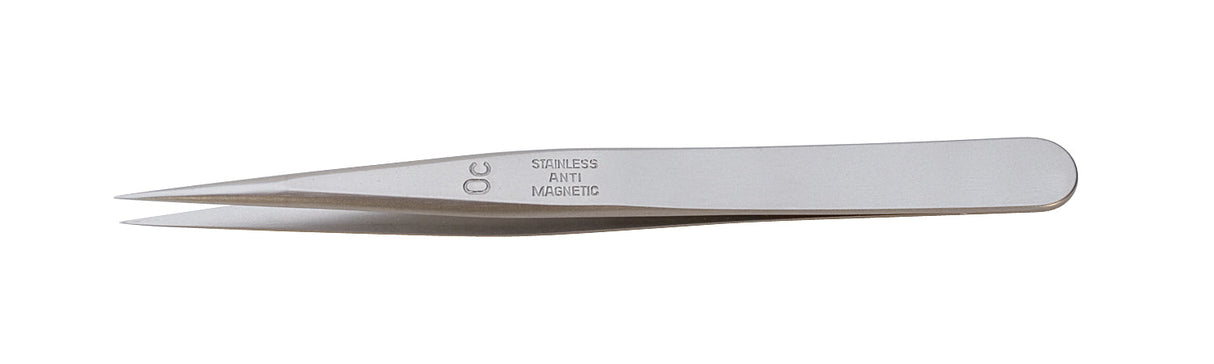 4 inch anti magnetic stainless steel Dumont tweezers style 0C with matte finish for precision work